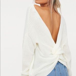 PRETTY LITTLE THING TWIST BACK KNOT SWEATER
